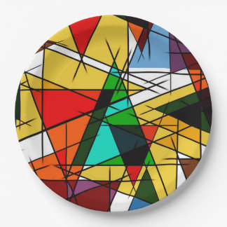 Modern Triangle Colorful Geometric Paper Plates