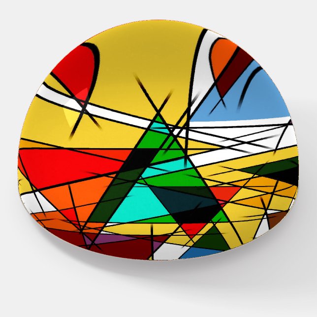 Modern Triangle Colorful Geometric  Paperweight (Angled)
