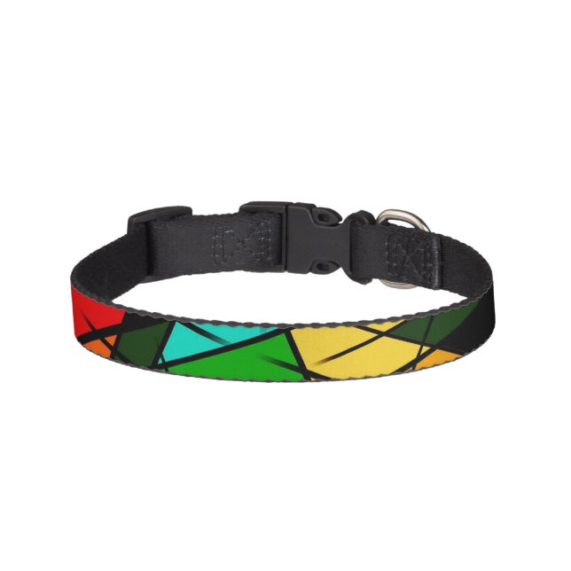 Modern Triangle Colorful Geometric  Pet Collar (Front)
