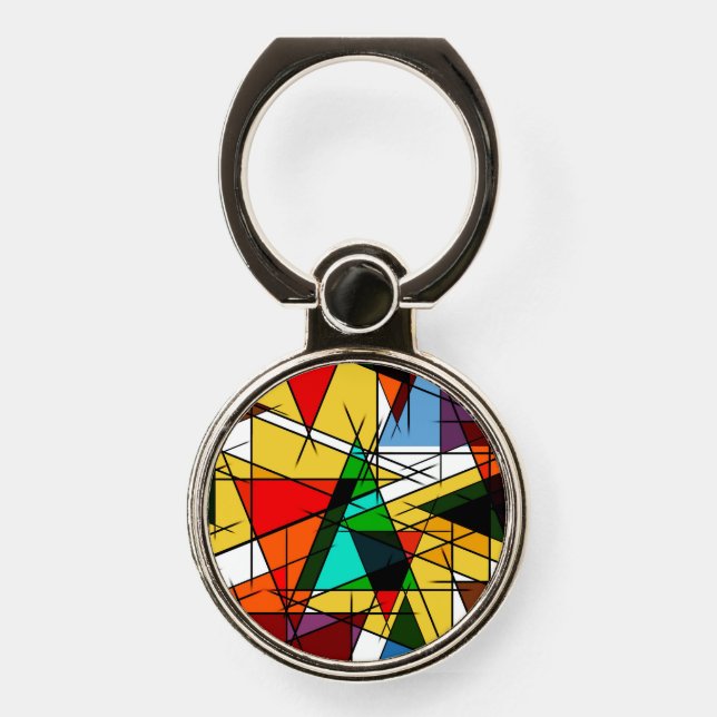 Modern Triangle Colorful Geometric  Phone Ring Stand (Front)