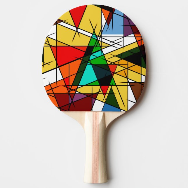Modern Triangle Colorful Geometric  Ping Pong Paddle (Front)