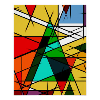 Modern Triangle Colorful Geometric  Poster