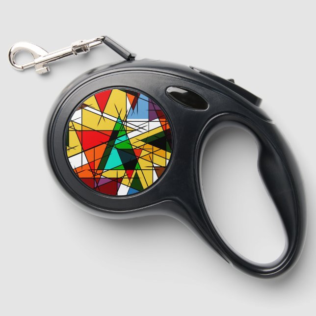 Modern Triangle Colorful Geometric  Retractable Pet Leash (Front)