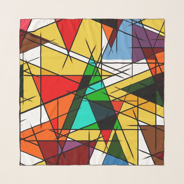 Modern Triangle Colorful Geometric  Scarf (Front)