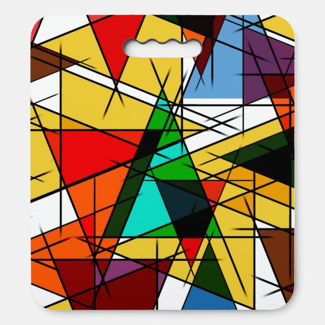 Modern Triangle Colorful Geometric  Seat Cushion (Front Vertical)