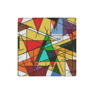 Modern Triangle Colorful Geometric  Stone Magnet