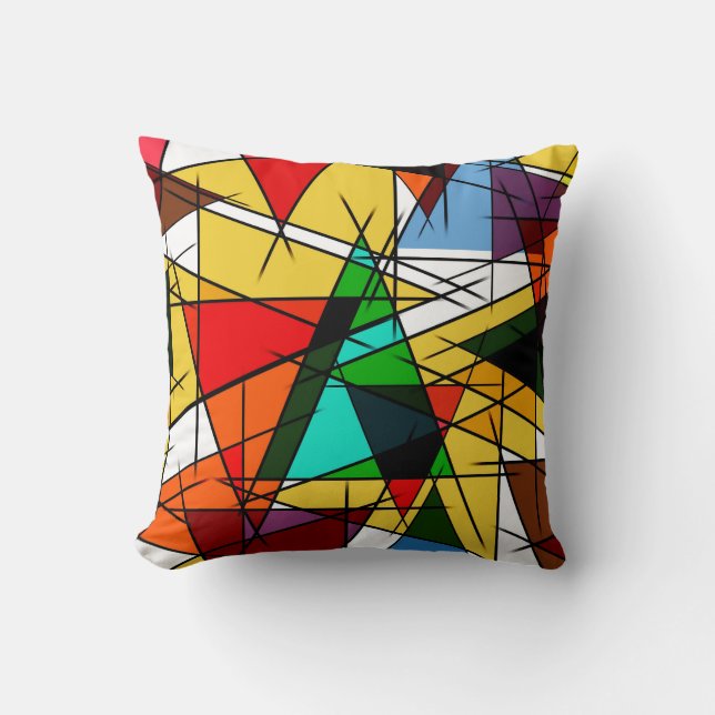 Modern Triangle Colorful Geometric  Throw Pillow (Front)