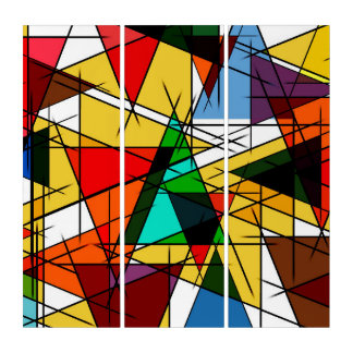 Modern Triangle Colorful Geometric Triptych