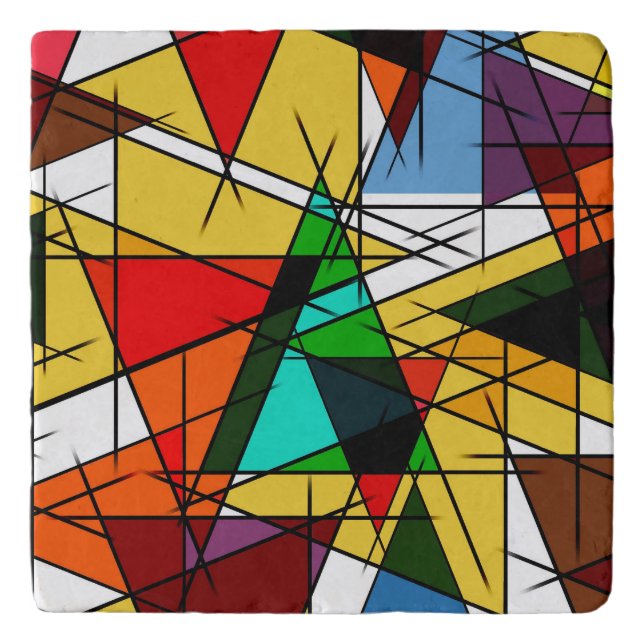 Modern Triangle Colorful Geometric  Trivet (Front)