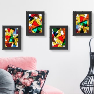 Modern Triangle Colorful Geometric Wall Art Sets