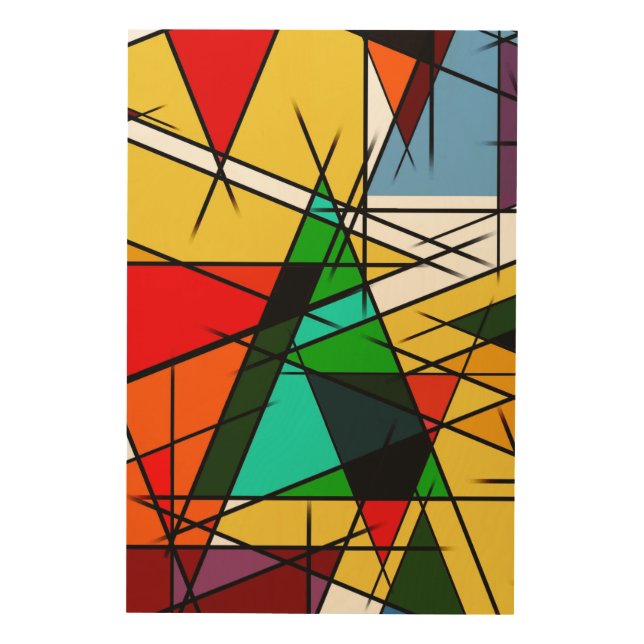 Modern Triangle Colorful Geometric  Wood Wall Art (Front)
