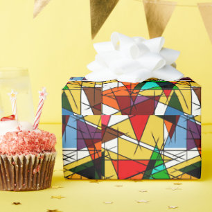 Modern Triangle Colorful Geometric Wrapping Paper
