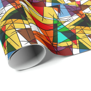 Modern Triangle Colorful Geometric  Wrapping Paper