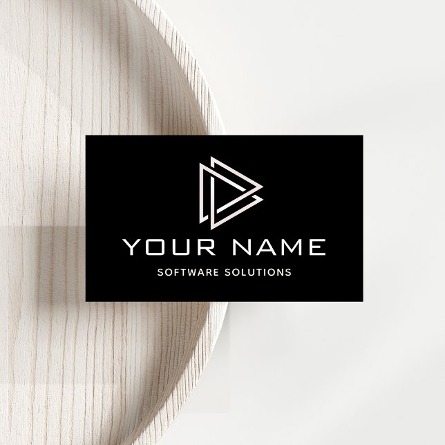Modern Triangle Geometric Software Solutions Black Business Card (Creator Uploaded)