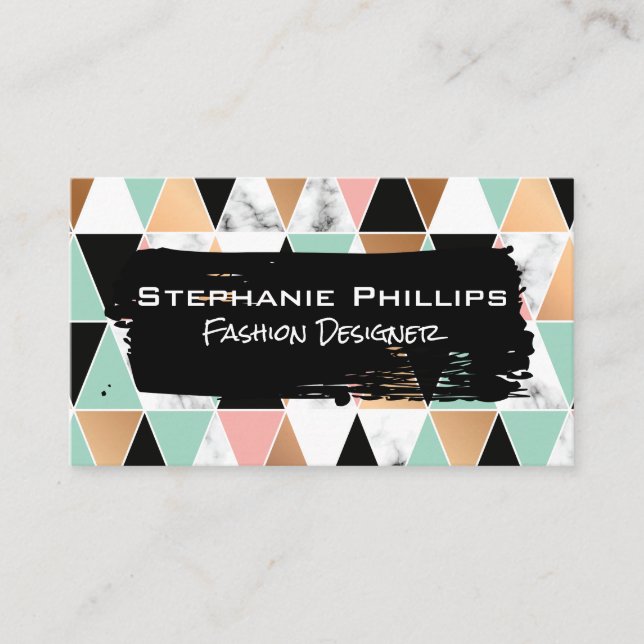 Modern Triangle Marble Color Way Pattern Business Card (Front)