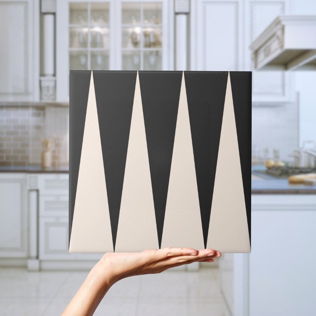 Modern Triangle Pattern Black and White Ceramic Tile (Modern Triangle Pattern Black and White Tile)