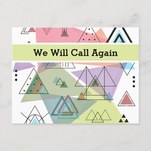 Modern Triangle Pattern  Business Call Again Postcard
