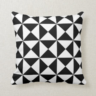 Modern Triangle Pattern Pillow in Black and White