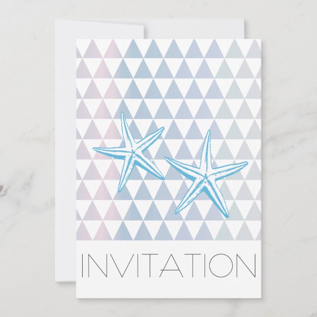 Modern Triangle Pattern Starfish Wedding Invites (Front)