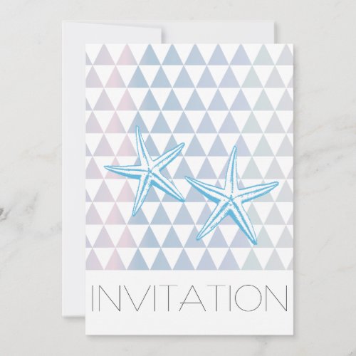 Modern Triangle Pattern Starfish Wedding Invites 5" X 7" Invitation Card