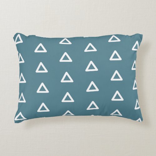 Modern Triangle Pattern Teal  White Geometric Accent Pillow