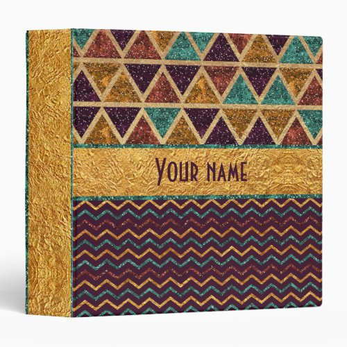 Modern Triangles and Chevrons Faux Glitter Foil Binder