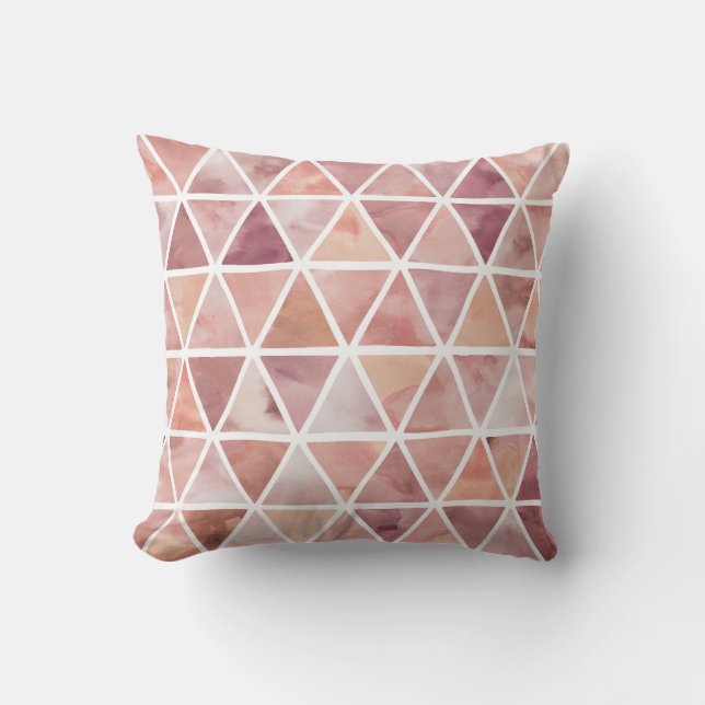 Modern Triangles in Peach and Copper Throw Pillow (Front)