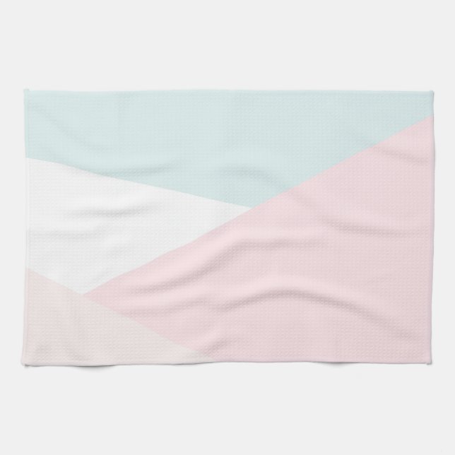 Modern Triangles Pattern Blue & Pink Geometric Towel (Horizontal)