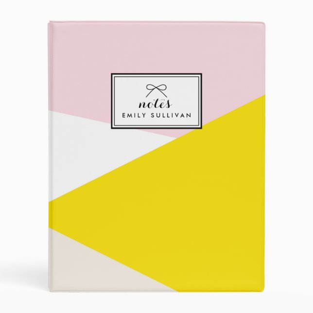 Modern Triangles Pattern | Blush and Yellow Mini Binder (Front)