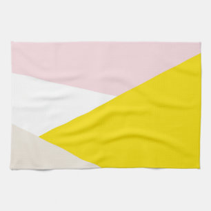 Modern Triangles Pattern Blush & Yellow Geometric Towel