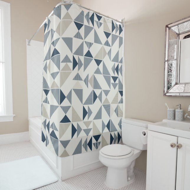 modern triangles shower curtain (In Situ)