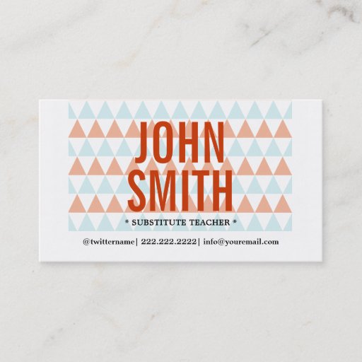 Customizable Modern Triangles Substitute Teacher Business Card