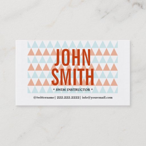 Customizable Modern Triangles Swim Instructor Business Card