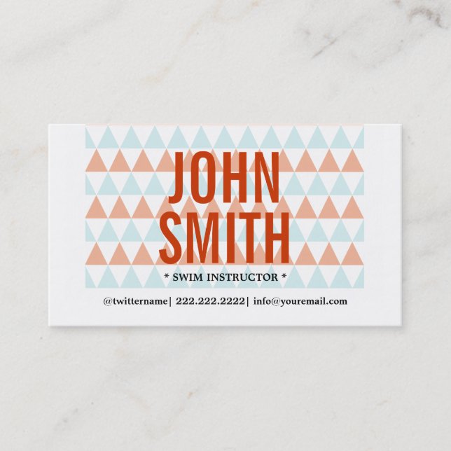 Modern Triangles Swim Instructor Business Card (Front)