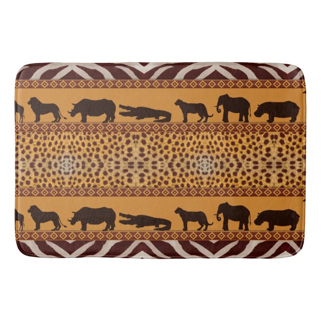 Modern Tribal African Cheetah Pattern Animal Print Bath Mat (Front)