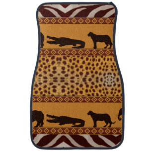 Modern Tribal African Cheetah Pattern Animal Print Car Floor Mat