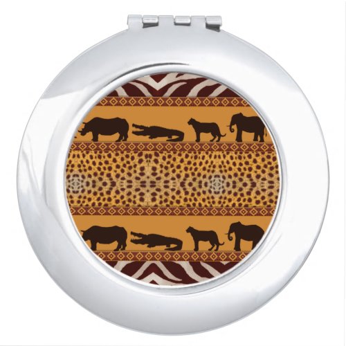 Modern Tribal African Cheetah Pattern Animal Print Compact Mirror