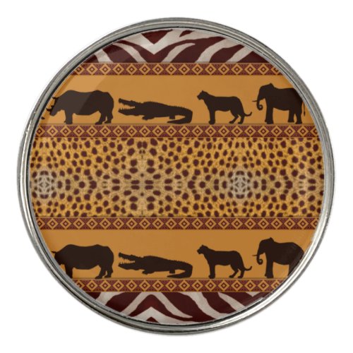 Modern Tribal African Cheetah Pattern Animal Print Golf Ball Marker