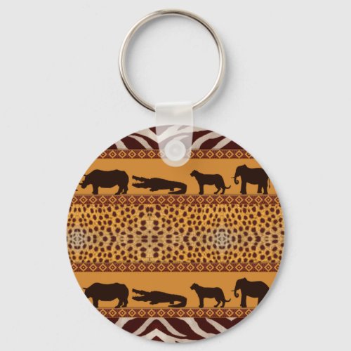 Modern Tribal African Cheetah Pattern Animal Print Keychain