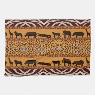 Modern Tribal African Cheetah Pattern Animal Print Kitchen Towel