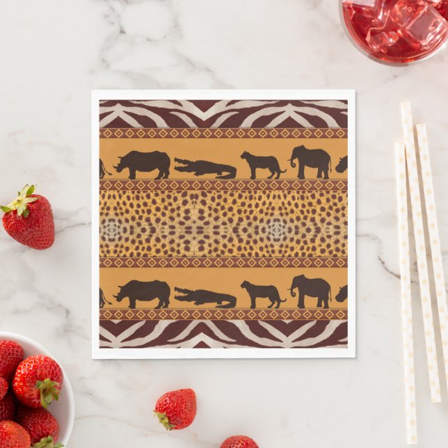 Modern Tribal African Cheetah Pattern Animal Print Napkins (Insitu)