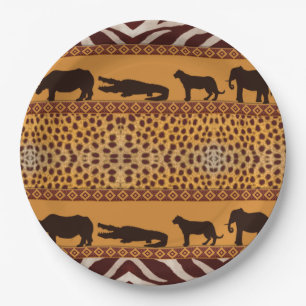 Modern Tribal African Cheetah Pattern Animal Print Paper Plates