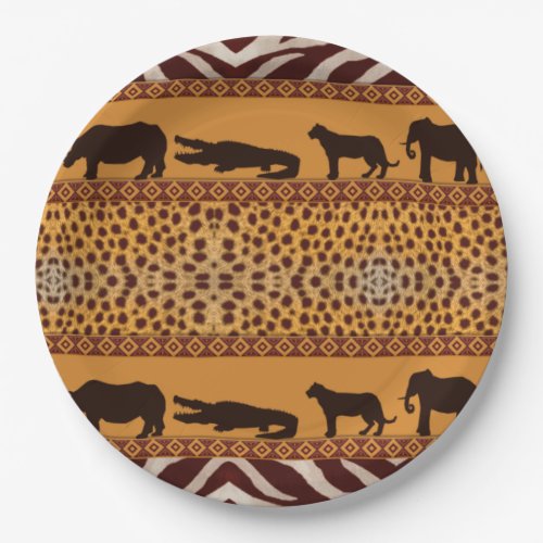Modern Tribal African Cheetah Pattern Animal Print Paper Plates