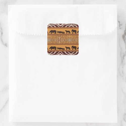 Modern Tribal African Cheetah Pattern Animal Print Square Sticker