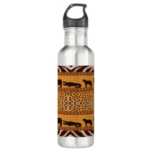Modern Tribal African Cheetah Pattern Animal Print Stainless Steel Water Bottle