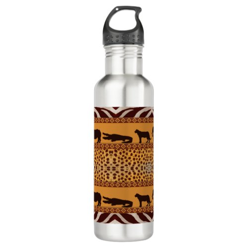 Modern Tribal African Cheetah Pattern Animal Print Stainless Steel Water Bottle