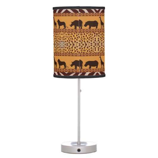 Modern Tribal African Cheetah Pattern Animal Print Table Lamp (Back)