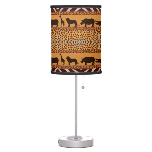 Modern Tribal African Cheetah Pattern Animal Print Table Lamp (Left)