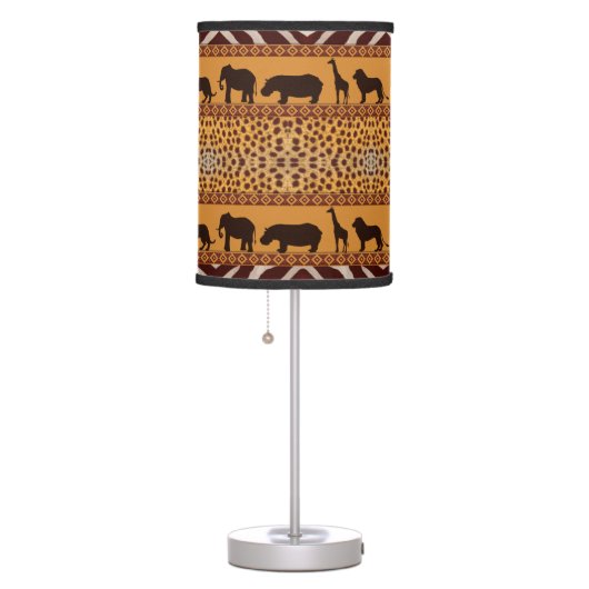 Modern Tribal African Cheetah Pattern Animal Print Table Lamp (Right)