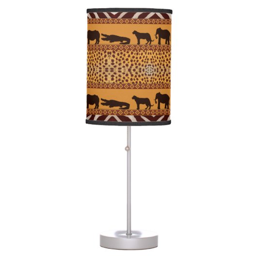 Modern Tribal African Cheetah Pattern Animal Print Table Lamp (Front)